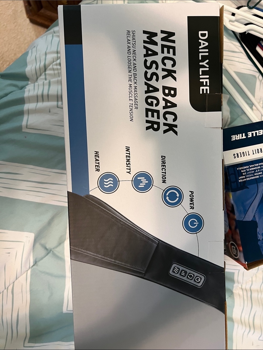 Black Neck & Back Massager with Heat and Adjustable Intensity